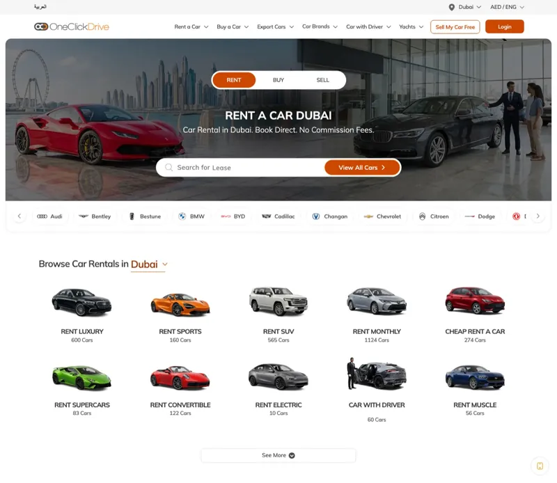 OneClickDrive website designed by Codeeo