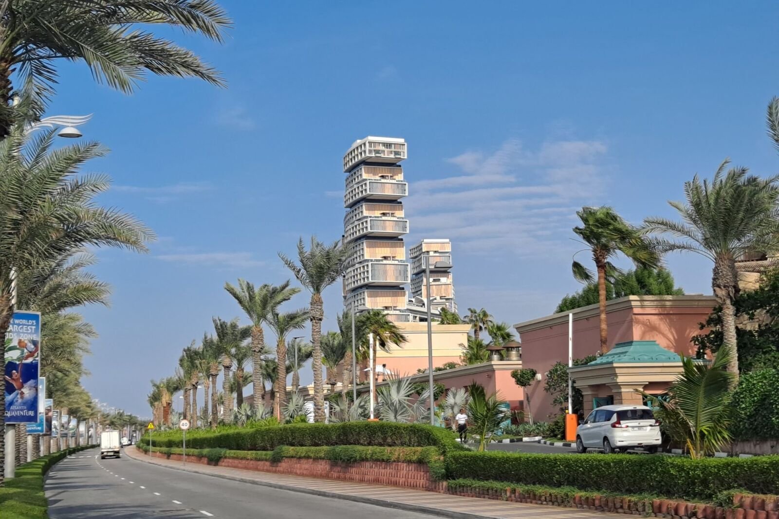 A street in Dubai lined with shops, offices and restaurants